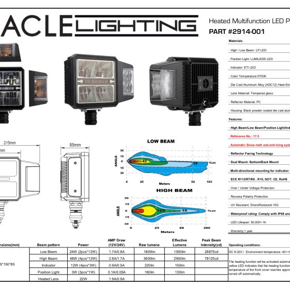 ORACLE Lighting 2914-001 - ORL2914-001 - Oracle Lighting Multifunction LED Plow Headlight with Heated Lens 5700K - Shipped in Europe - Tuningsupply.com
