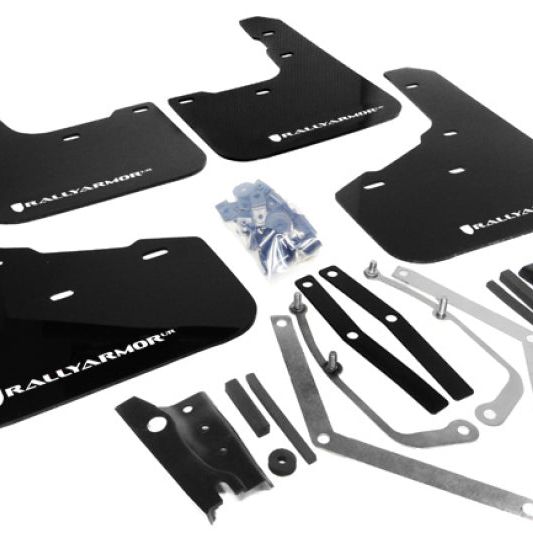 Rally Armor MF29-UR-BLK/WH - RALMF29-UR-BLK/WH - Rally Armor 13-19 Ford Fiesta ST Black UR Mud Flap w/White Logo - Shipped in Europe - Tuningsupply.com