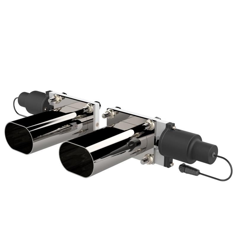 QTP QTEC66 - QTPQTEC66 - QTP Bolt-On QTEC Dual Low Profile Oval Electric Cutout Valves - Pair - Shipped in Europe - Tuningsupply.com