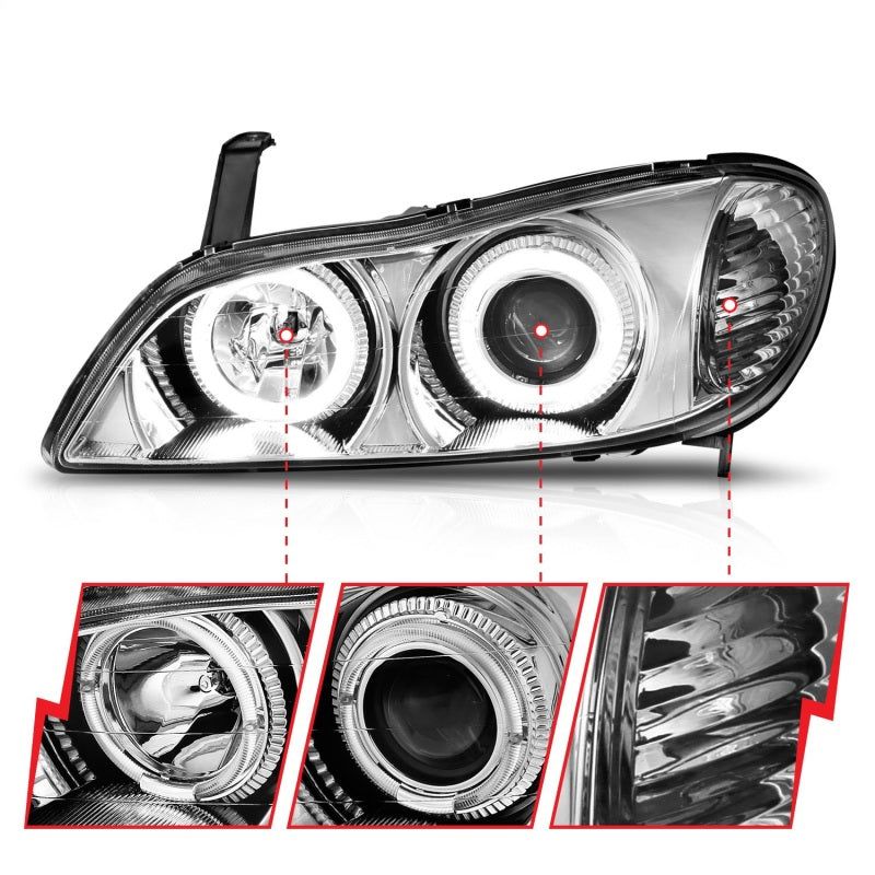ANZO 121078 - ANZ121078 - ANZO 2000-2004 Infiniti I30 Projector Headlights w/ Halo Chrome - Shipped in Europe - Tuningsupply.com