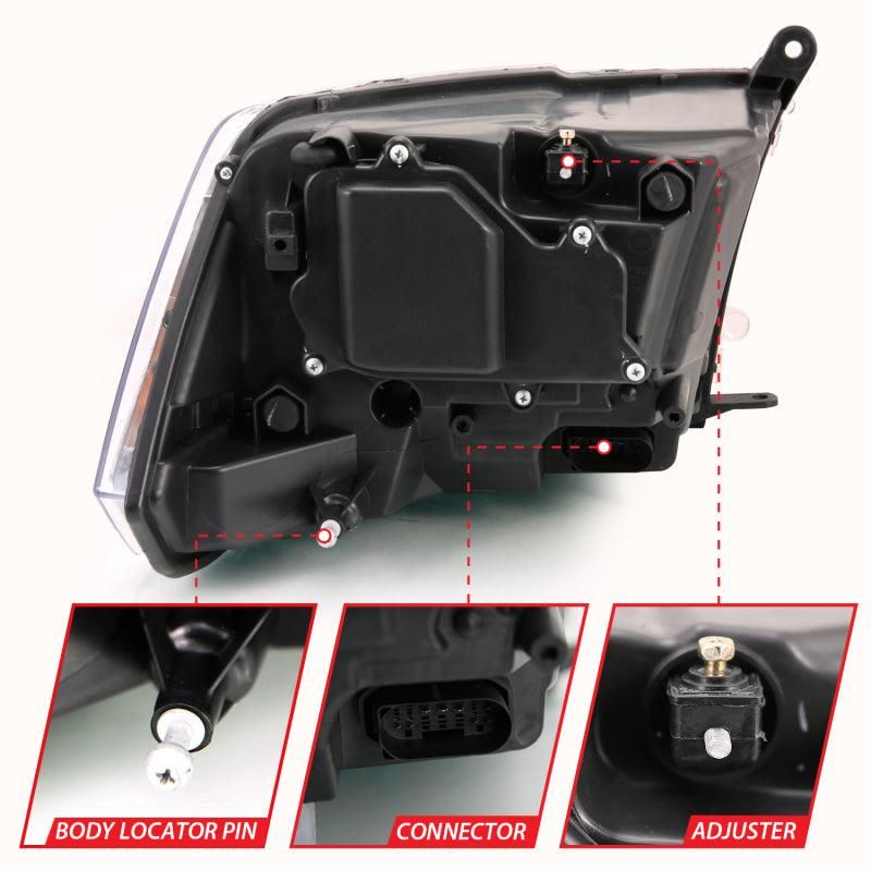 ANZO 111442 - ANZ111442 - ANZO 2009-2018 Dodge Ram 1500 Projector H.L. Switchback Chrome Amber - Shipped in Europe - Tuningsupply.com