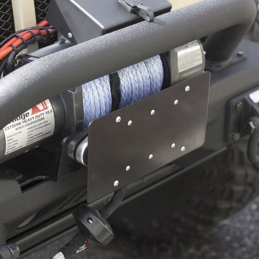 Rugged Ridge 11238.07 - RUG11238.07 - Rugged Ridge Front Hawse Fairlead License Plate Mounting Bracket - Shipped in Europe - Tuningsupply.com