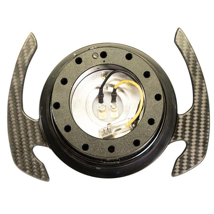 NRG SRK-700CF - NRGSRK-700CF - NRG Quick Release Kit Gen 4.0 - Black Body / Black Ring w/ CF Handles - Shipped in Europe - Tuningsupply.com