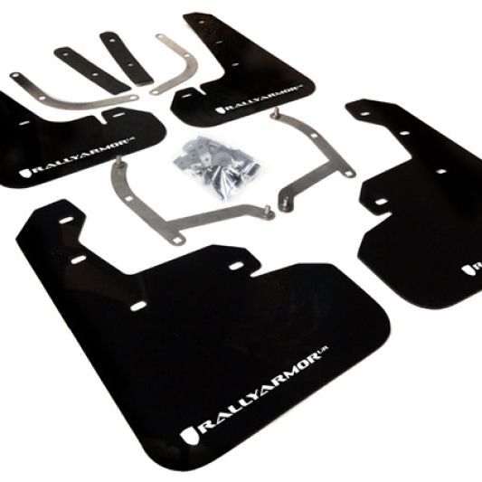 Rally Armor MF45-UR-BLK/WH - RALMF45-UR-BLK/WH - Rally Armor 17-23 Subaru Impreza 4D/5D Black UR Mud Flap w/White Logo - Shipped in Europe - Tuningsupply.com