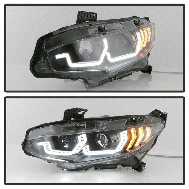 SPYDER 5086099 - SPY5086099 - Spyder 16-18 Honda Civic 4Dr w/LED Seq Turn Sig Lights Proj Headlight - Black - PRO-YD-HC16-SEQ-BK - Shipped in Europe - Tuningsupply.com