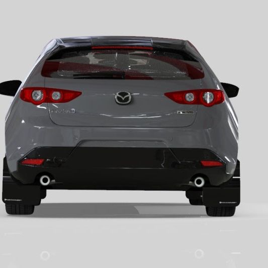 Rally Armor MF61-UR-BLK/WH - RALMF61-UR-BLK/WH - Rally Armor 19-25 Mazda3 Hatchback Black UR Mud Flap w/White Logo - Shipped in Europe - Tuningsupply.com