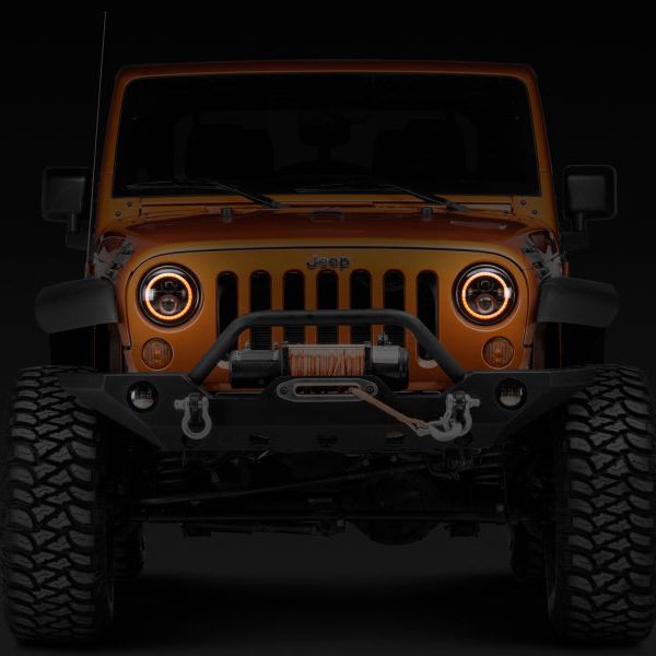 Raxiom J108037 - RAXJ108037 - Raxiom 97-18 Jeep Wrangler TJ/JK Axial Halo Headlights w/ DRL Amber Signals- Blk Hsng (Clear Lens) - Shipped in Europe - Tuningsupply.com