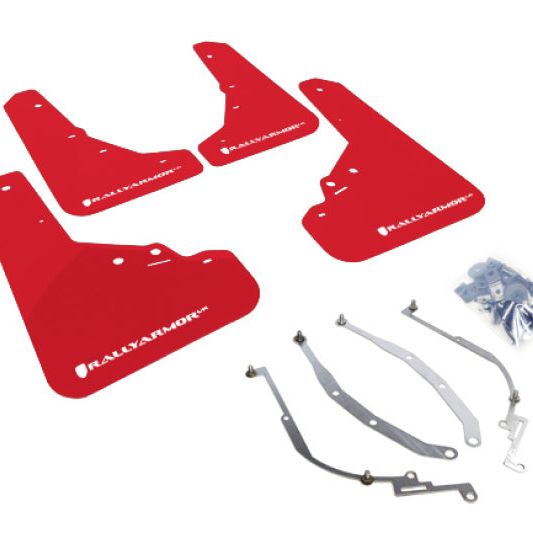Rally Armor MF25-UR-RD/WH - RALMF25-UR-RD/WH - Rally Armor 12-18 Fiat 500 Red Mud Flap w/White Logo - Shipped in Europe - Tuningsupply.com
