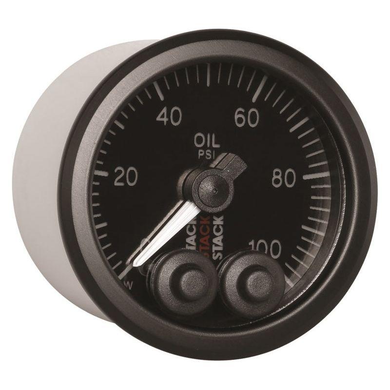 AutoMeter ST3502 - ATMST3502 - Autometer Stack Instruments Pro Control 52mm 0-100 PSI Oil Pressure Gauge - Black (1/8in NPTF Male) - Shipped in Europe - Tuningsupply.com