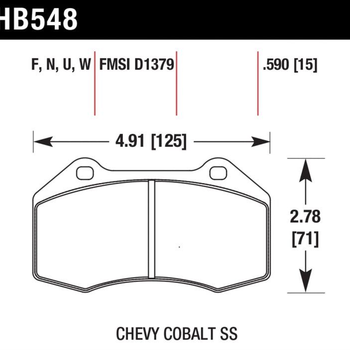 Hawk Performance KHB548B.510 - HAWKHB548B.510 - Hawk 08-10 Chevrolet Cobalt / HHR HPS 5.0 Front Brake Pads - Shipped in Europe - Tuningsupply.com