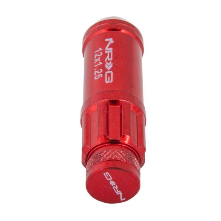 NRG LN-LS710RD-21 - NRGLN-LS710RD-21 - NRG 700 Series M12 X 1.25 Steel Lug Nut w/Dust Cap Cover Set 21 Pc w/Locks & Lock Socket - Red - Shipped in Europe - Tuningsupply.com