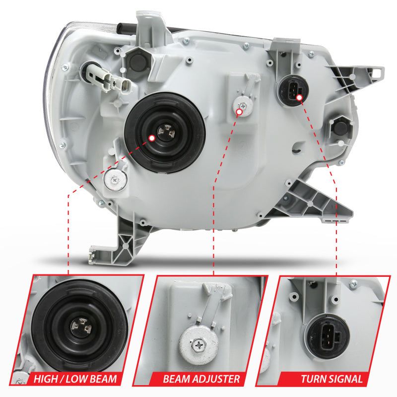 ANZO 111395 - ANZ111395 - ANZO 2012-2015 Toyota Tacoma Crystal Headlights Black - Shipped in Europe - Tuningsupply.com