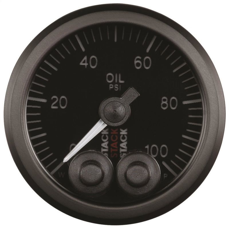 AutoMeter ST3502 - ATMST3502 - Autometer Stack Instruments Pro Control 52mm 0-100 PSI Oil Pressure Gauge - Black (1/8in NPTF Male) - Shipped in Europe - Tuningsupply.com