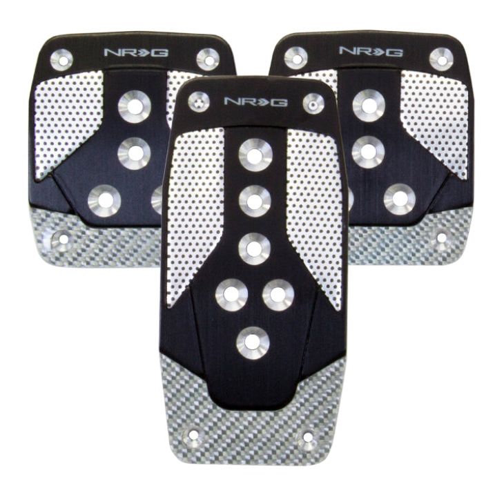 NRG PDL-400BK - NRGPDL-400BK - NRG Aluminum Sport Pedal M/T - Black w/Silver Carbon - Shipped in Europe - Tuningsupply.com