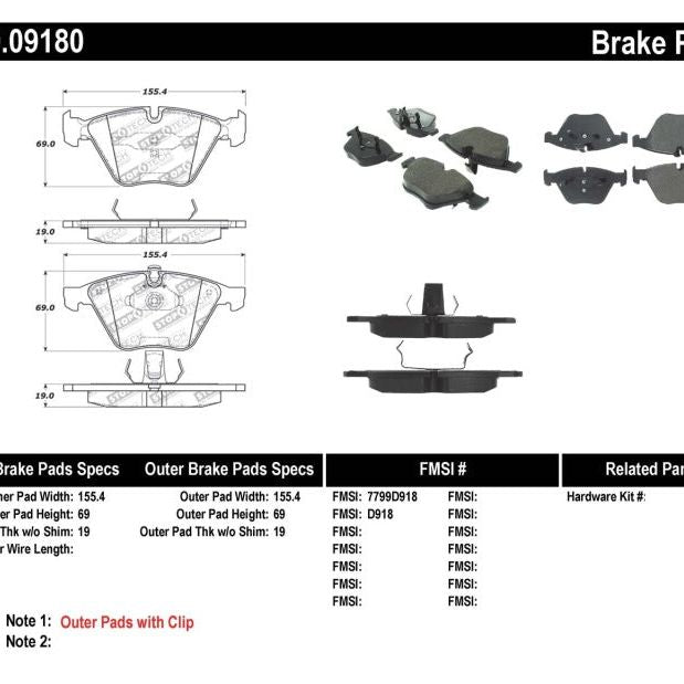 Stoptech 309.09180 - STO309.09180 - StopTech Performance 07-09 BMW E90/E92/E93 335i Coupe/Sedan Front Brake Pads D918 - Shipped in Europe - Tuningsupply.com