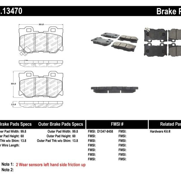 Stoptech 309.13470 - STO309.13470 - StopTech Performance 08-09 Infiniti FX50/G37 Rear Brake Pads - Shipped in Europe - Tuningsupply.com