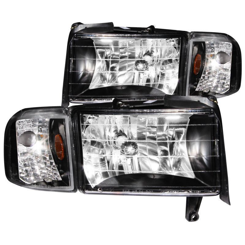 ANZO 111067 - ANZ111067 - ANZO 1994-2001 Dodge Ram Crystal Headlights Black - Shipped in Europe - Tuningsupply.com