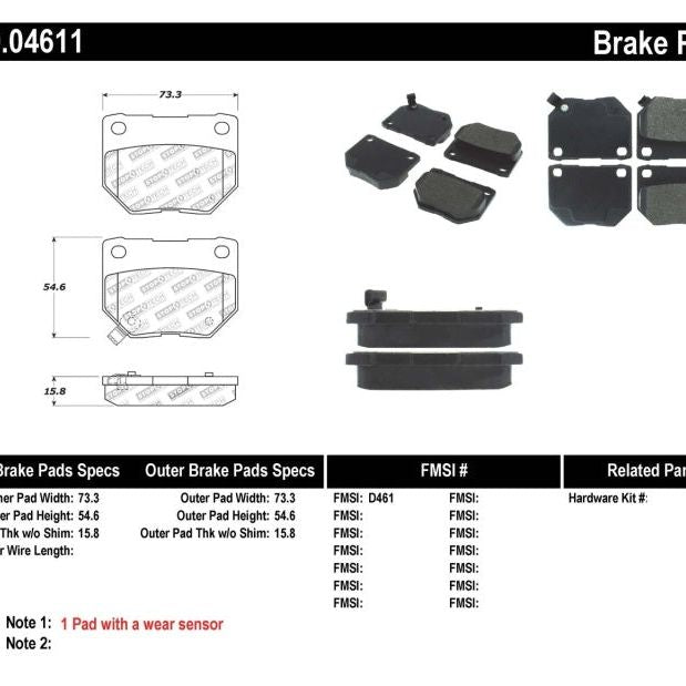 Stoptech 309.04611 - STO309.04611 - StopTech Performance 06-07 Subaru Impreza WRX (Exc STi) Rear Brake Pads - Shipped in Europe - Tuningsupply.com
