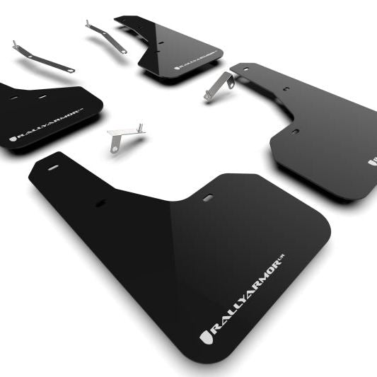 Rally Armor MF82-UR-BLK/WH - RALMF82-UR-BLK/WH - Rally Armor 22-24 Subaru Forester & Wilderness Black UR Mud Flap w/White Logo - Shipped in Europe - Tuningsupply.com
