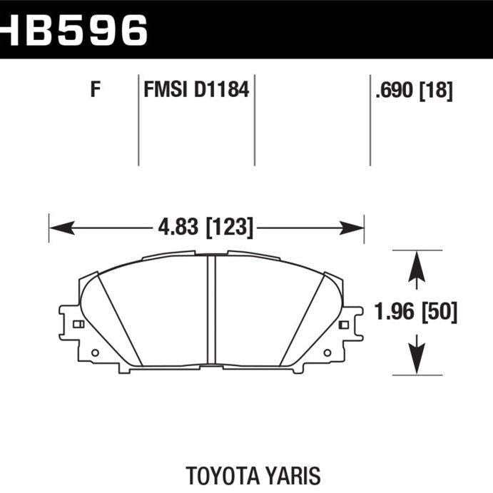 Hawk Performance KHB596B.690 - HAWKHB596B.690 - Hawk 07-16 Toyota Yaris HPS 5.0 Front Brake Pads - Shipped in Europe - Tuningsupply.com