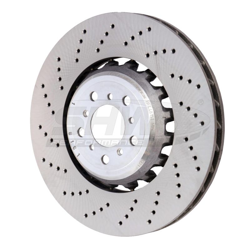 SHW Performance BFL48151 - SHWBFL48151 - SHW 13-16 BMW M5 4.4L Left Front Cross-Drilled Lightweight Brake Rotor (34112284101) - Shipped in Europe - Tuningsupply.com