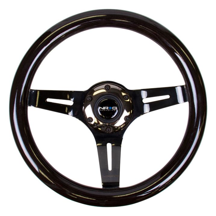 NRG ST-310BK-BK - NRGST-310BK-BK - NRG Classic Wood Grain Steering Wheel (310mm) Black w/Black Chrome 3-Spoke Center - Shipped in Europe - Tuningsupply.com