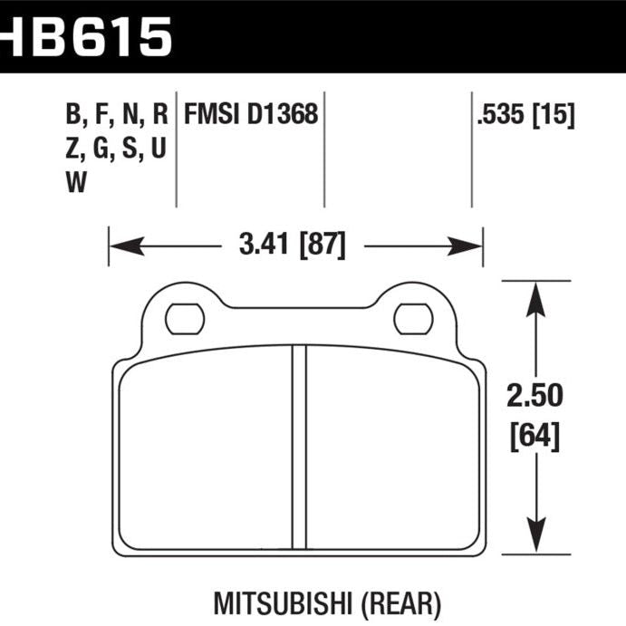 Hawk Performance KHB615G.535 - HAWKHB615G.535 - Hawk EVO X DTC-60 Race Rear Brake Pads - Shipped in Europe - Tuningsupply.com