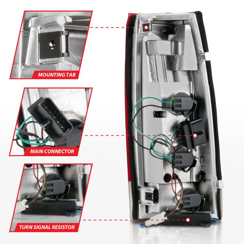 ANZO 311346 - ANZ311346 - ANZO 1999-2000 Cadillac Escalade LED Taillights Chrome Housing Red/Clear Lens Pair - Shipped in Europe - Tuningsupply.com