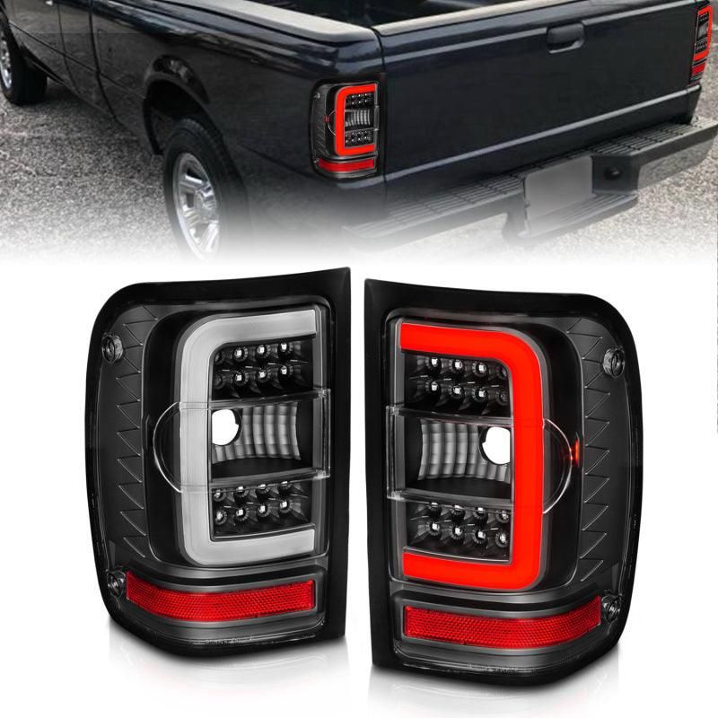 ANZO 311390 - ANZ311390 - ANZO 2001-2011 Ford Ranger LED Tail Lights w/ Light Bar Black Housing Clear Lens - Shipped in Europe - Tuningsupply.com