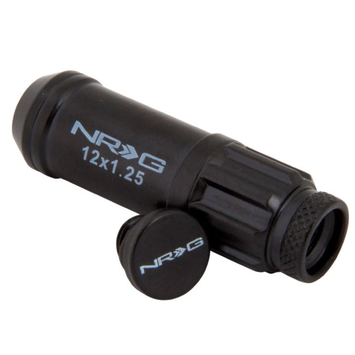 NRG LN-LS710BK-21 - NRGLN-LS710BK-21 - NRG 700 Series M12 X 1.25 Steel Lug Nut w/Dust Cap Cover Set 21 Pc w/Locks & Lock Socket - Black - Shipped in Europe - Tuningsupply.com
