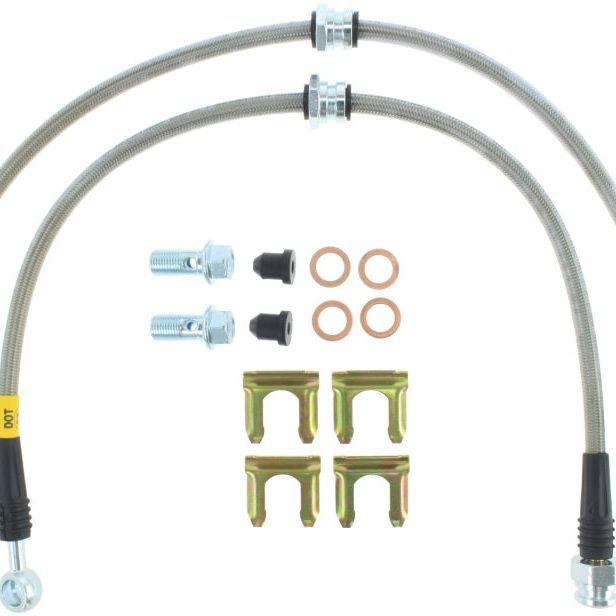 Stoptech 950.46001 - STO950.46001 - StopTech 00-05 Mitsubishi Eclipse / 01-05 Dodge Stratus Stainless Steel Front Brake Lines - Shipped in Europe - Tuningsupply.com