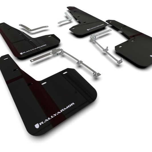 Rally Armor MF74-UR-BLK/WH - RALMF74-UR-BLK/WH - Rally Armor 20-25 Toyota GR Yaris Black Mud Flap w/White Logo - Shipped in Europe - Tuningsupply.com