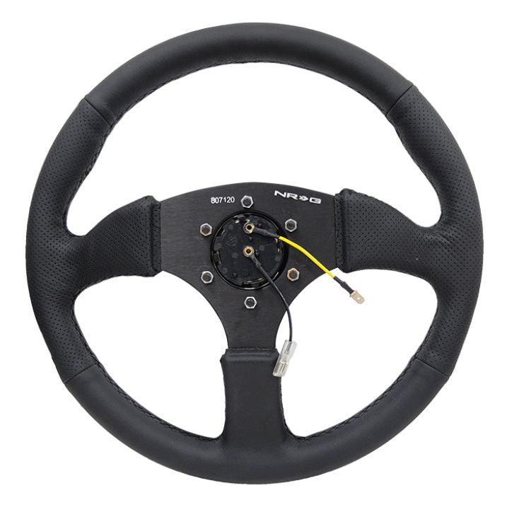 NRG RST-023MB-R - NRGRST-023MB-R - NRG Reinforced Steering Wheel (350mm / 2.5in. Deep) Blk Leather Comfort Grip w/5mm Matte Blk Spokes - Shipped in Europe - Tuningsupply.com