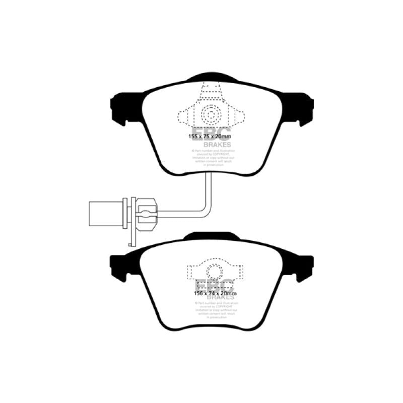 EBC DP21495 - EBCDP21495 - EBC 05-08 Audi A4 2.0 Turbo Greenstuff Front Brake Pads - Shipped in Europe - Tuningsupply.com