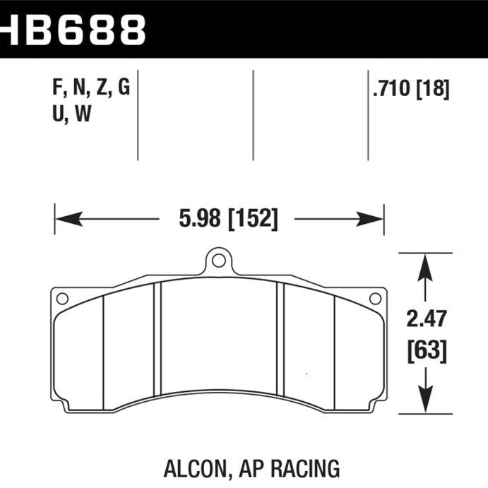 Hawk Performance KHB688F.710 - HAWKHB688F.710 - Hawk Alcon / AP Racing / Baer HPS Brake Pads - Shipped in Europe - Tuningsupply.com