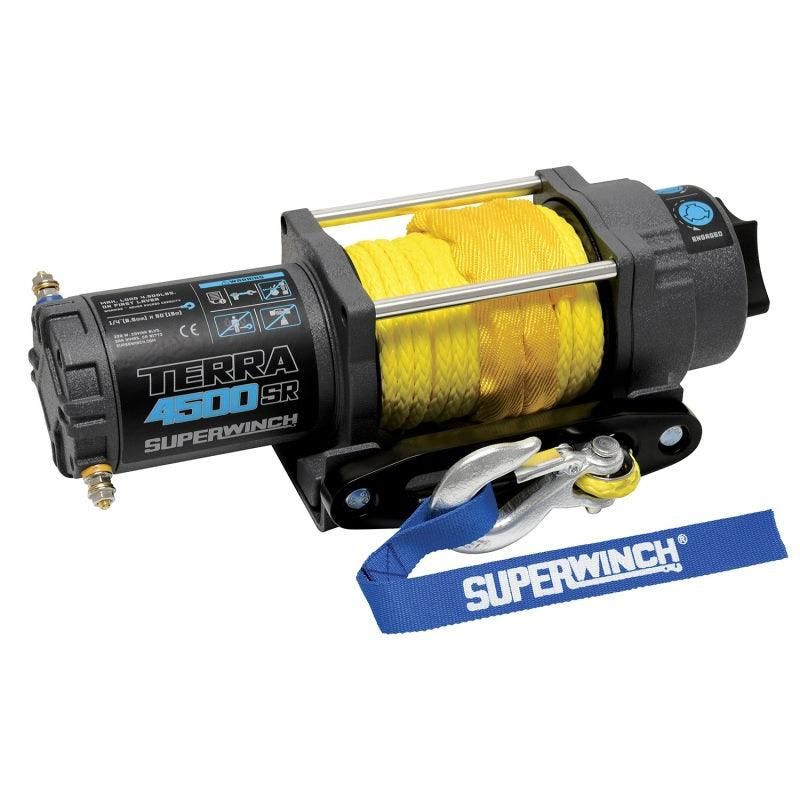 Superwinch 1145270 - SUW1145270 - Superwinch 4500 LBS 12V DC 1/4in x 50ft Synthetic Rope Terra 4500SR Winch - Gray Wrinkle - Shipped in Europe - Tuningsupply.com