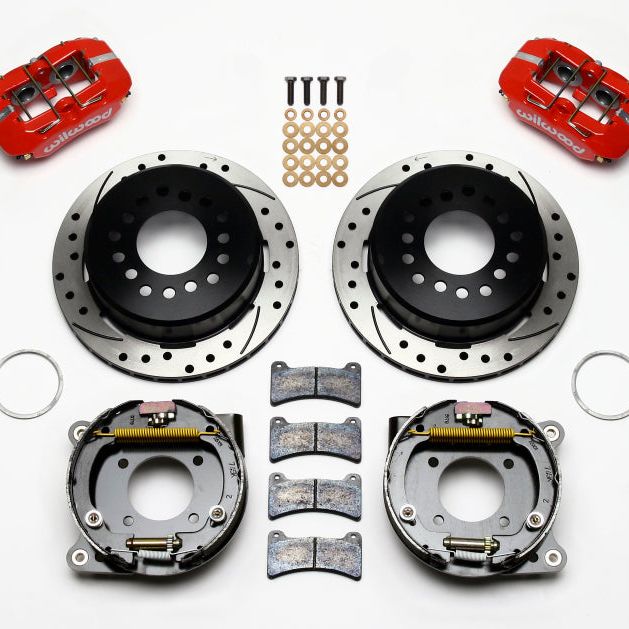 Wilwood 140-11398-DR - WIL140-11398-DR - Wilwood Dynapro Low-Profile 11.00in P-Brake Kit Drill-Red Chevy 12 Bolt 2.75in Off w/ C-Clips - Shipped in Europe - Tuningsupply.com