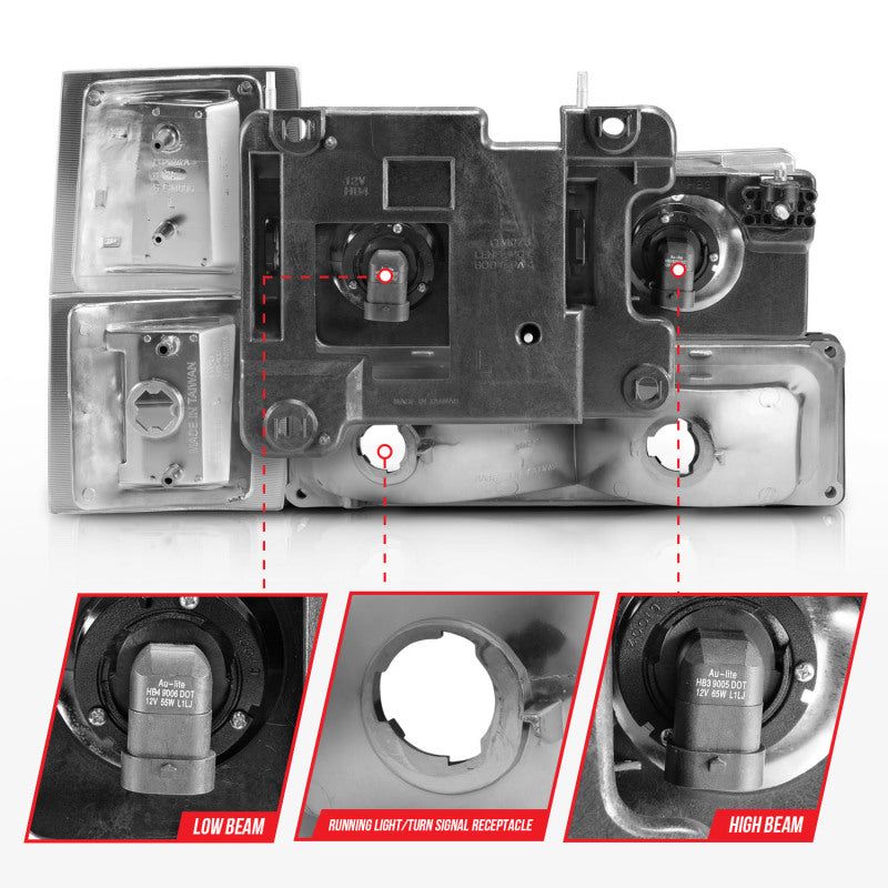 ANZO 111506 - ANZ111506 - ANZO 88-98 Chevrolet C1500 Crystal Headlights Chrome w/ Signal and Side Marker Lights - Shipped in Europe - Tuningsupply.com