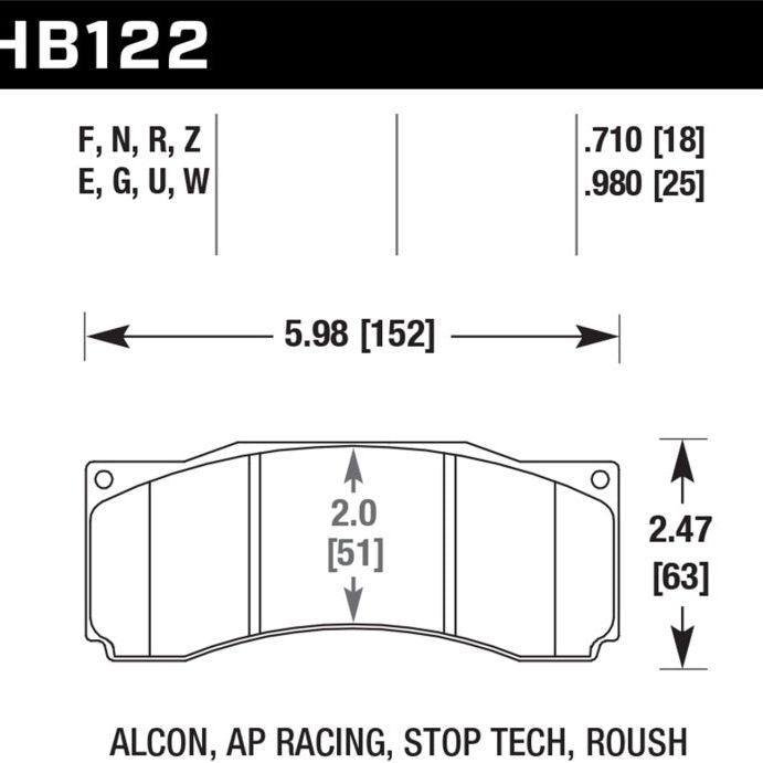 Hawk Performance KHB122Z.710 - HAWKHB122Z.710 - Hawk StopTech ST-60 Caliper Performance Ceramic Street Brake Pads - Shipped in Europe - Tuningsupply.com