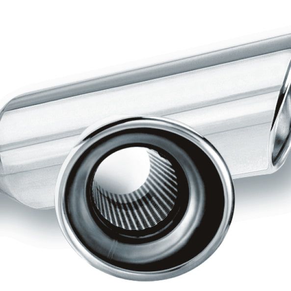 Borla 20248 - BOR20248 - Borla 2.25in Inlet 4in Round Rolled Angle Cut Resonated x 13in Long Exhaust Tip - Shipped in Europe - Tuningsupply.com