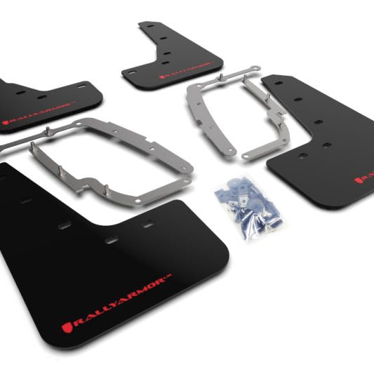 Rally Armor MF62-UR-BLK/RD - RALMF62-UR-BLK/RD - Rally Armor 17-23 Tesla Model 3 Black UR Mud Flap w/Red Logo - Shipped in Europe - Tuningsupply.com