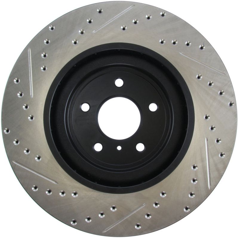 Stoptech 127.42100L - STO127.42100L - StopTech Infiniti G37 / Nissan 370Z SportStop Slotted & Drilled Front Left Rotor - Shipped in Europe - Tuningsupply.com