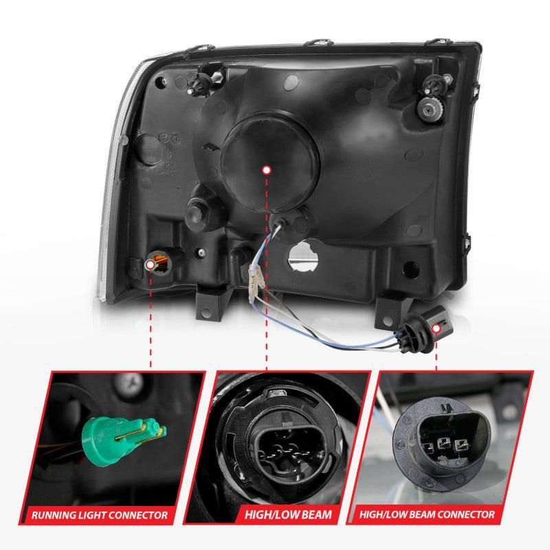 ANZO 111550 - ANZ111550 - ANZO 99-04 Ford F250/F350/F450/Excursion (excl. 99) Crystal Headlights - w/ Light Bar Chrome Housing - Shipped in Europe - Tuningsupply.com