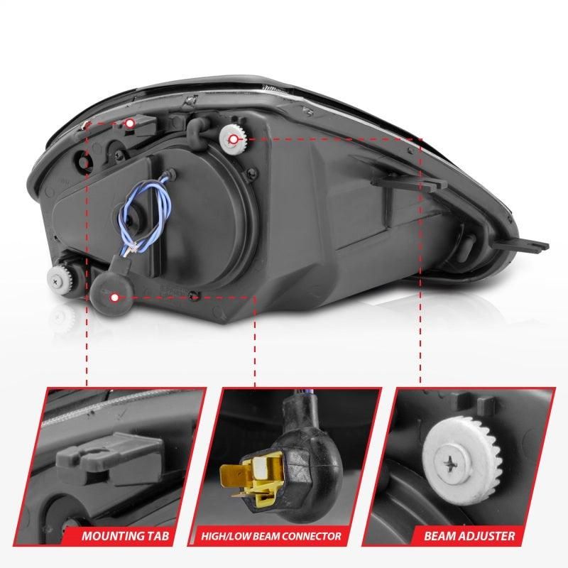 ANZO 121332 - ANZ121332 - ANZO 2000-2005 Mitsubishi Eclipse Projector Headlights w/ Halo Black - Shipped in Europe - Tuningsupply.com
