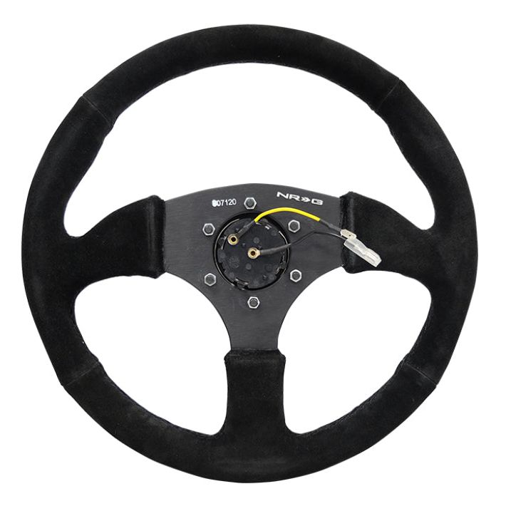 NRG RST-023MB-S - NRGRST-023MB-S - NRG Reinforced Steering Wheel (350mm / 2.5in. Deep) Blk Suede Comfort Grip w/5mm Matte Blk Spokes - Shipped in Europe - Tuningsupply.com