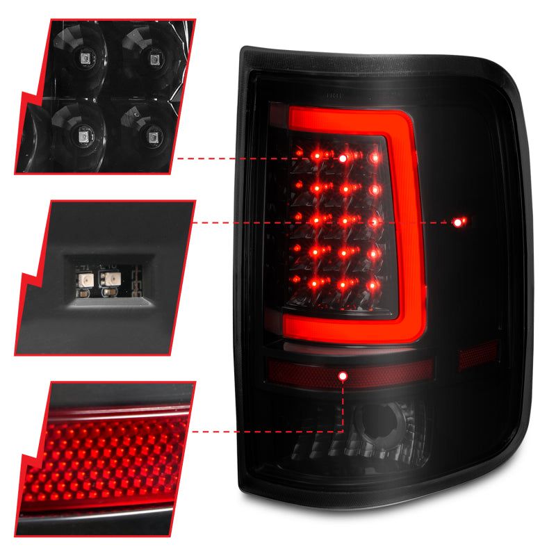 ANZO 311343 - ANZ311343 - ANZO 2004-2006 Ford F-150 LED Tail Lights w/ Light Bar Black Housing Smoke Lens - Shipped in Europe - Tuningsupply.com