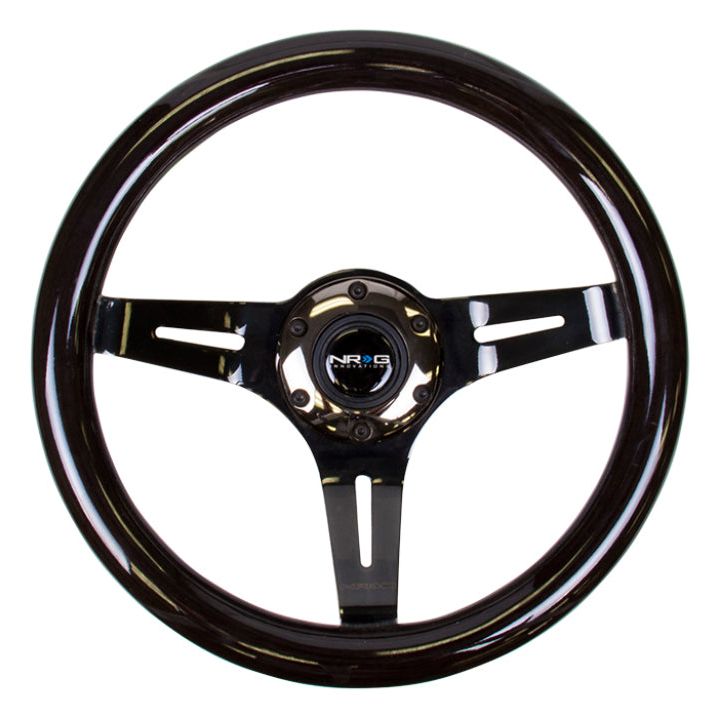 NRG ST-310BK-BK - NRGST-310BK-BK - NRG Classic Wood Grain Steering Wheel (310mm) Black w/Black Chrome 3-Spoke Center - Shipped in Europe - Tuningsupply.com