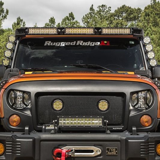 Rugged Ridge 11232.50 - RUG11232.50 - Rugged Ridge 07-18 Jeep Wrangler JK Elite Fast Track Windshield Light Bar Mount w/ Crossbar - Shipped in Europe - Tuningsupply.com
