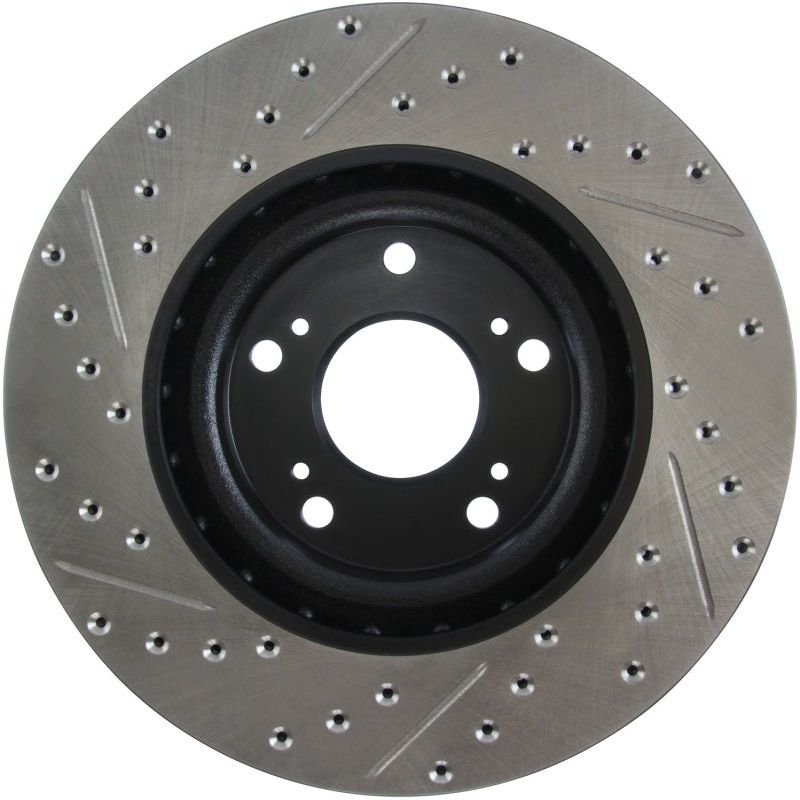 Stoptech 127.40057L - STO127.40057L - StopTech 02-06 Acura RSX Type S / 06-09 Honda Civic Si Slotted & Drilled Left Front Rotor - Shipped in Europe - Tuningsupply.com