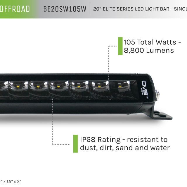 DV8 Offroad BE20SW105W - DVEBE20SW105W - DV8 Offroad 20in Elite Series Light Bar 105W LED - Single Row - Shipped in Europe - Tuningsupply.com